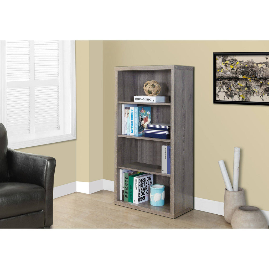 Taupe Brown Rectangular Bookcase with Adjustable Shelves B1839