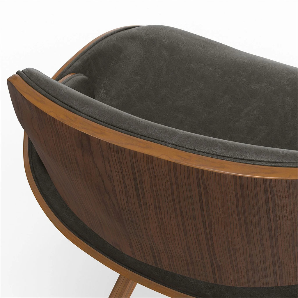 Brown Wood & Faux Leather Dining Chair E4983