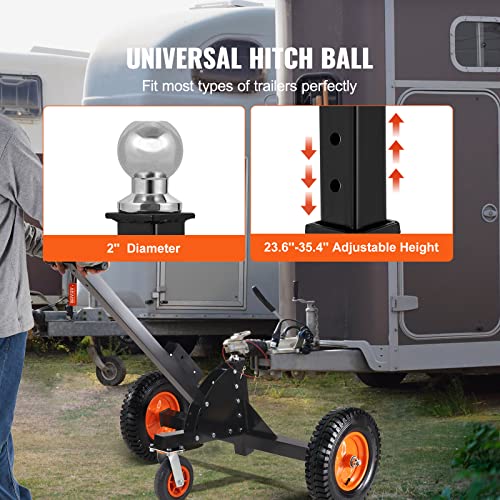 Adjustable Trailer Dolly with 1-7/8'' Hitch Ball & 10'' Solid Tires, 16''-24'' Adjustable Height, 600lbs Tongue Weight Capacity E582227