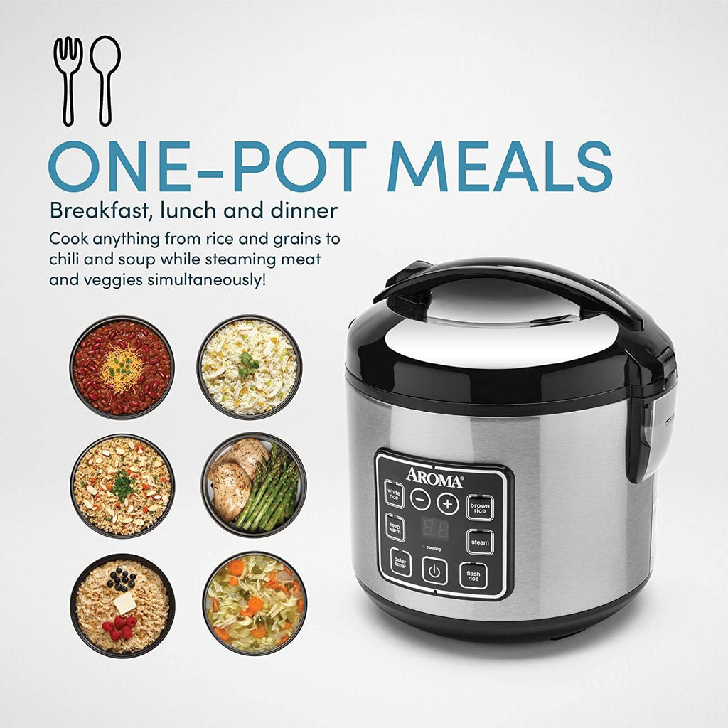 8 Cup Digital Stainless Rice Cooker and Food Steamer Q83452