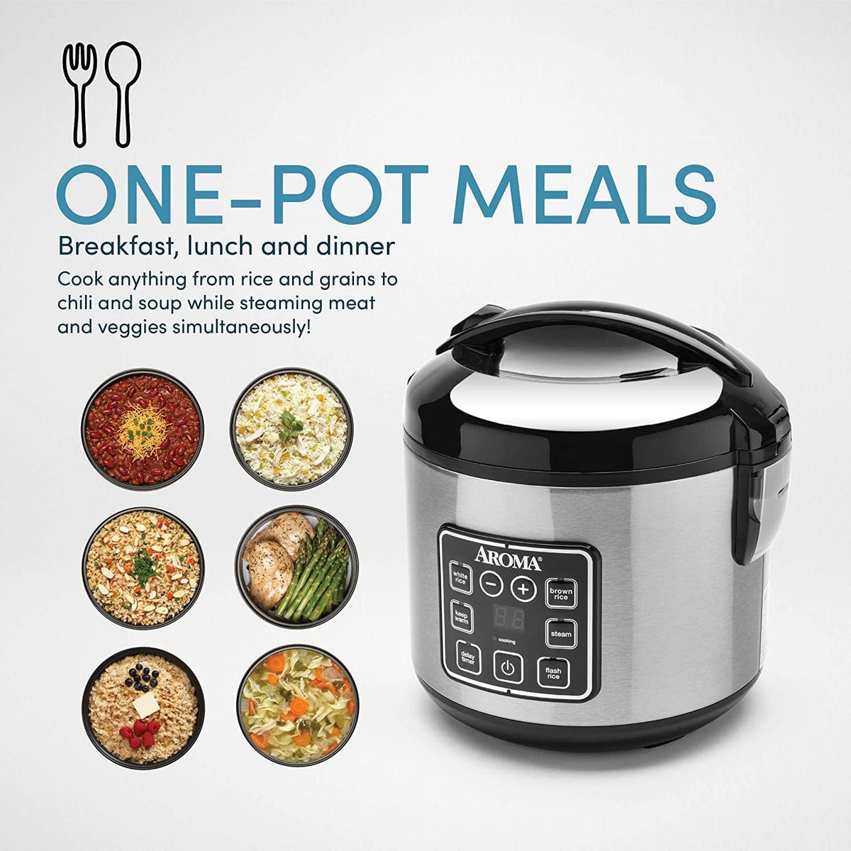 8 Cup Digital Stainless Rice Cooker and Food Steamer Q83452
