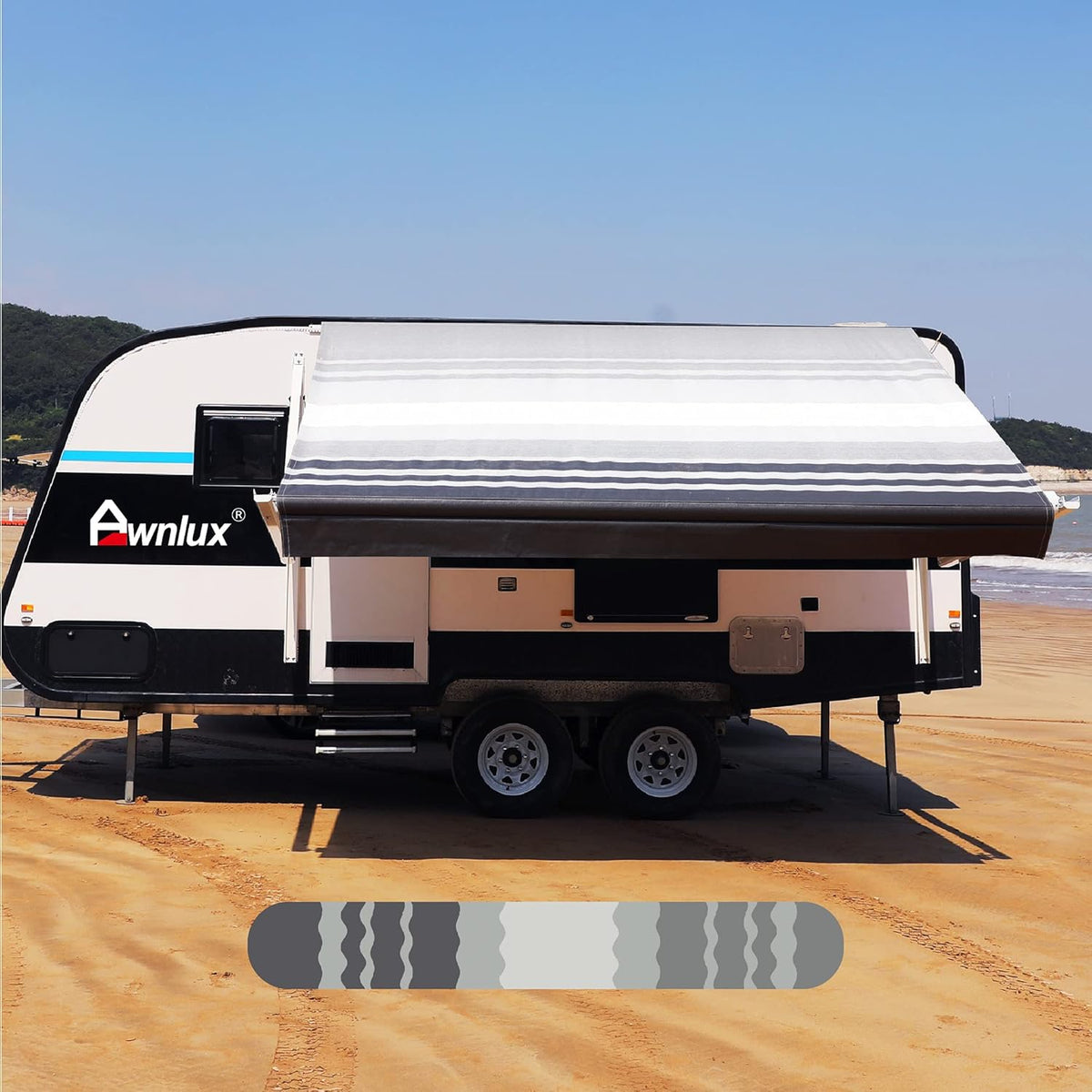 RV Awning Fabric Replacement Waterproof Vinyl Shade Screen Brown Strip-17' I419
