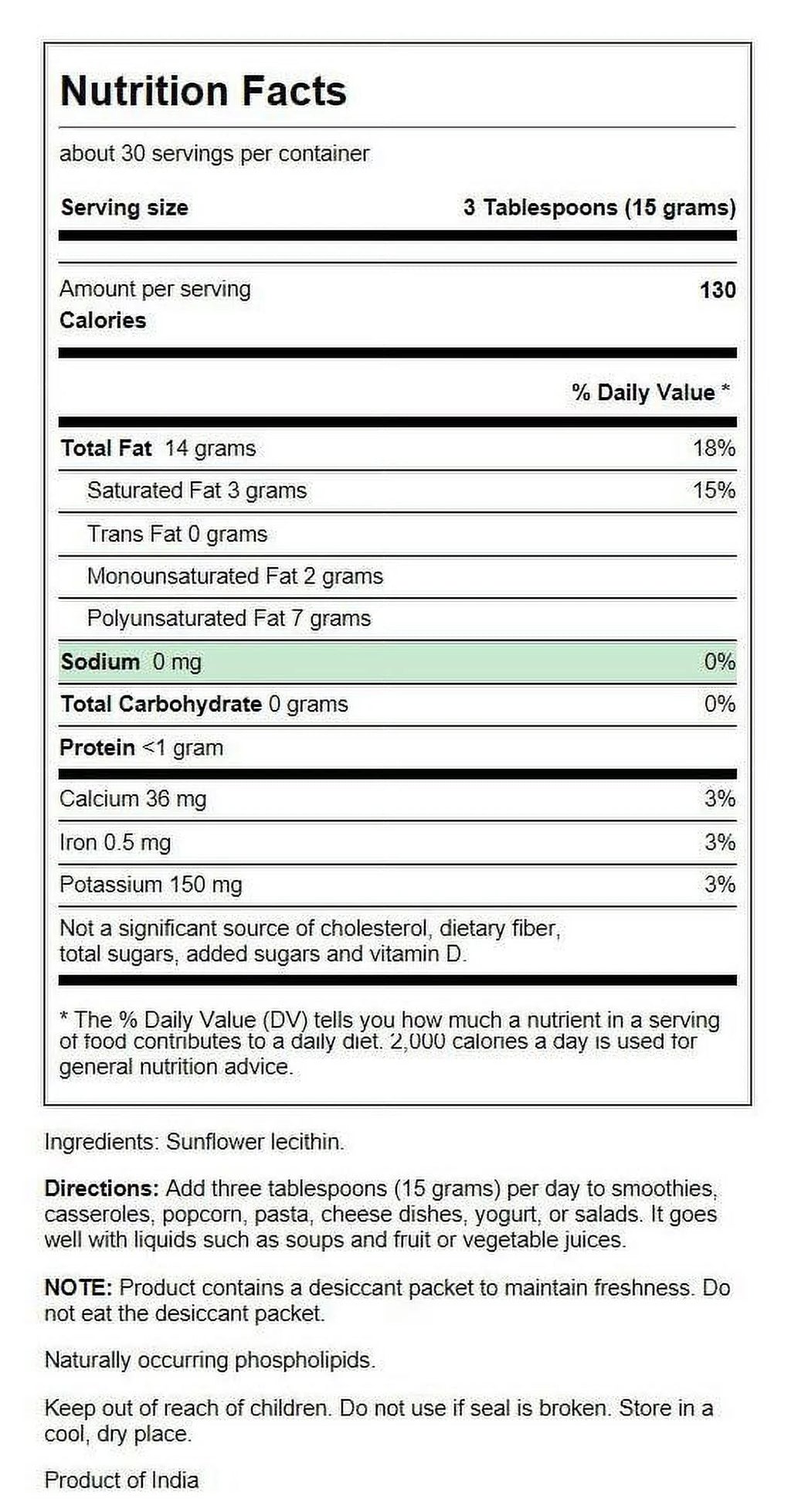 Sunflower Lecithin Powder 16 oz V84670