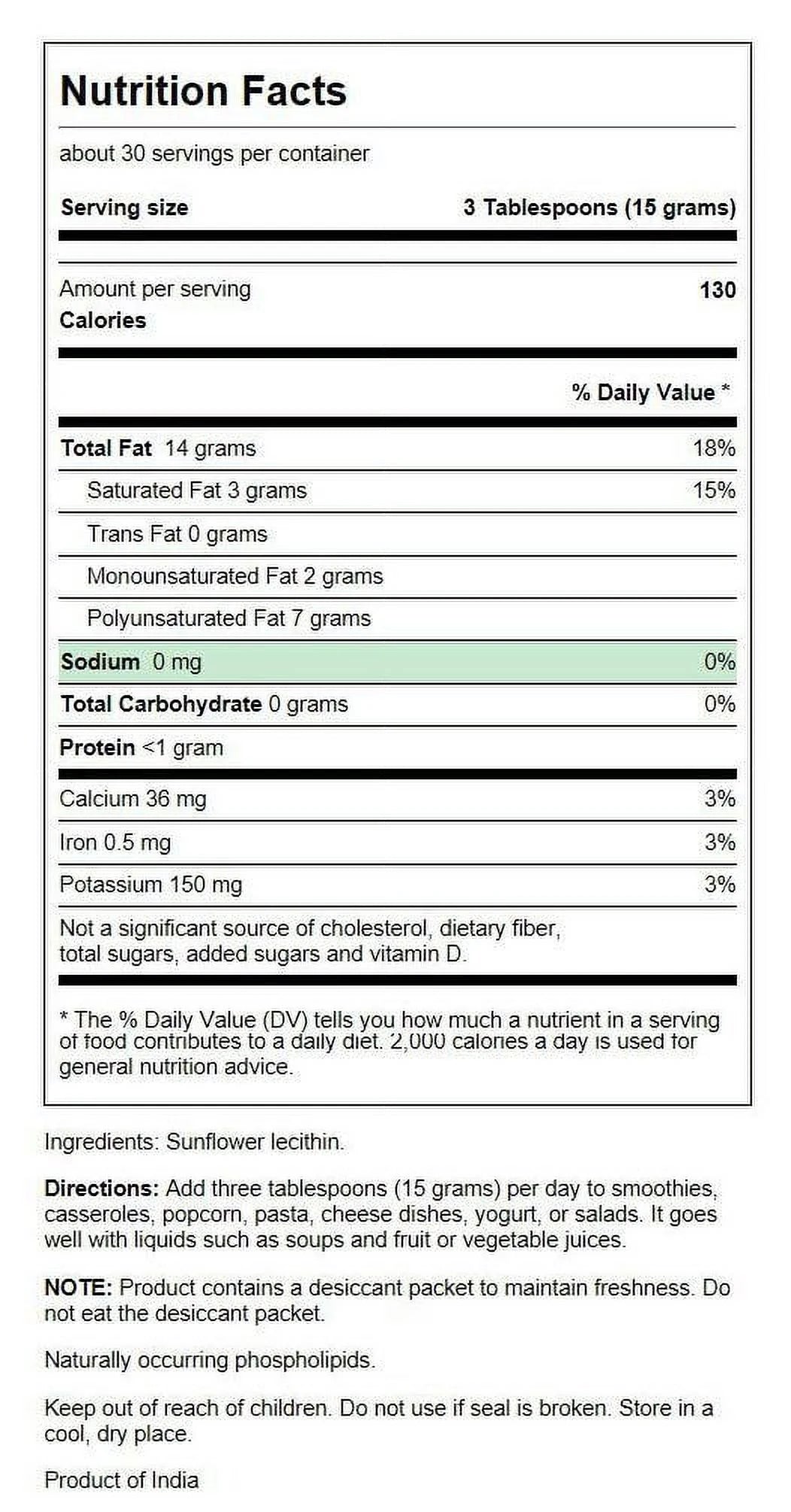 Sunflower Lecithin Powder 16 oz V84670