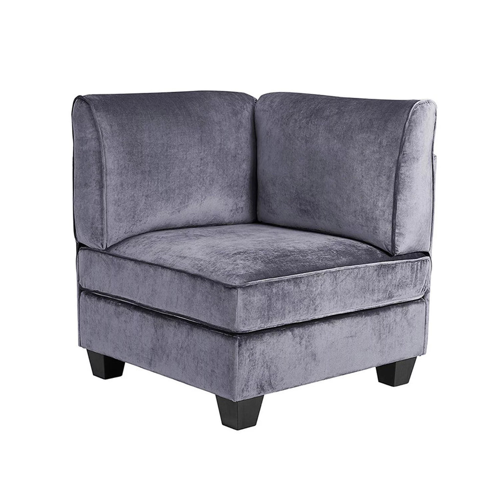Gray Velvet 6Pc Modular Sectional Sofa J1044