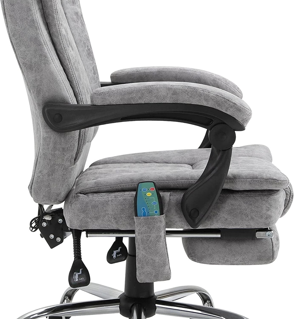 Gray Heated Massage Electric Vibration Reclining Swivel Chair with Pedals Adjustable Back Ergonomic Zero-Gravity Chair J88467