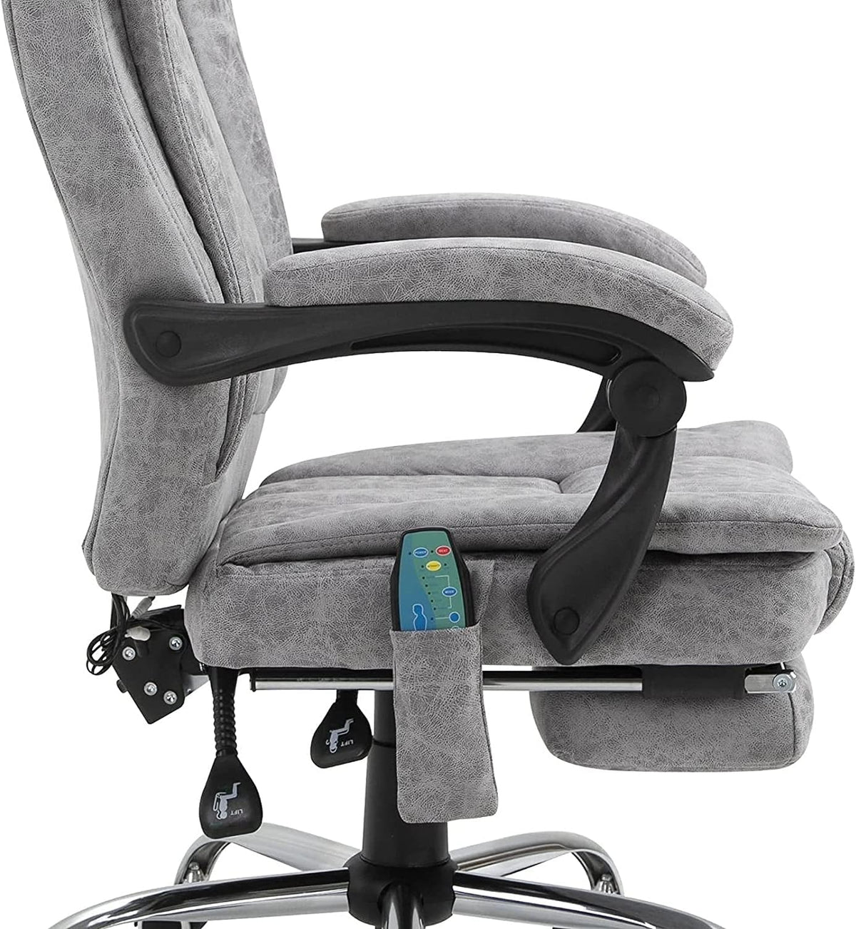 Gray Heated Massage Electric Vibration Reclining Swivel Chair with Pedals Adjustable Back Ergonomic Zero-Gravity Chair J88467