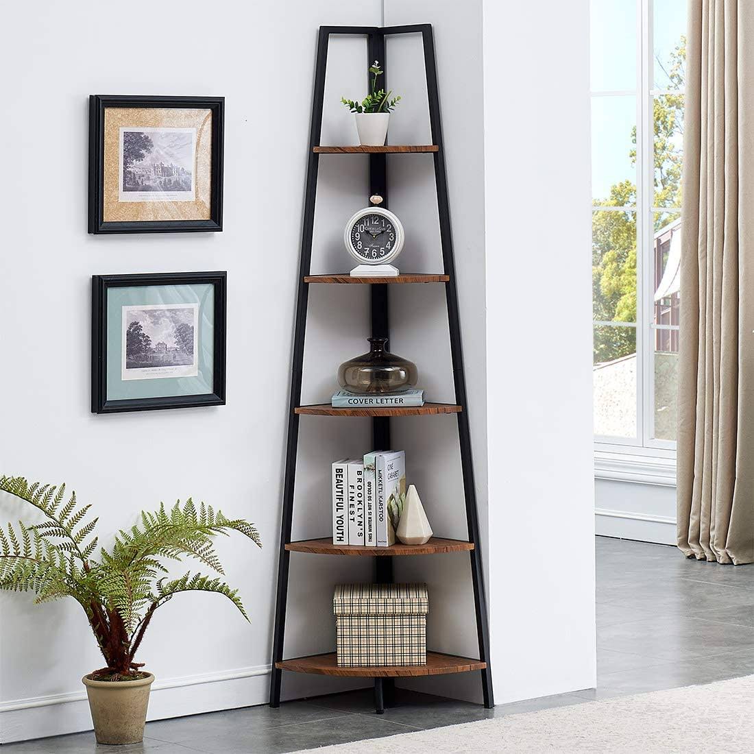 5-Shelf Industrial Corner Bookcase X8386