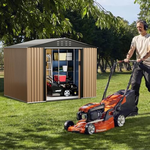 8FT x 6FT Metal Outdoor Storage Shed with Door Lock C28288