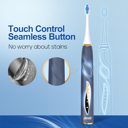 Rechargeable Electric Toothbrush with 8 Brush Heads, 5 Modes, Pressure Sensor E896603