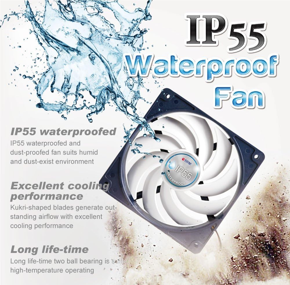 12V DC IP55 Waterproof Dustproof Cooling Fan 140mm 2 Pack H90001