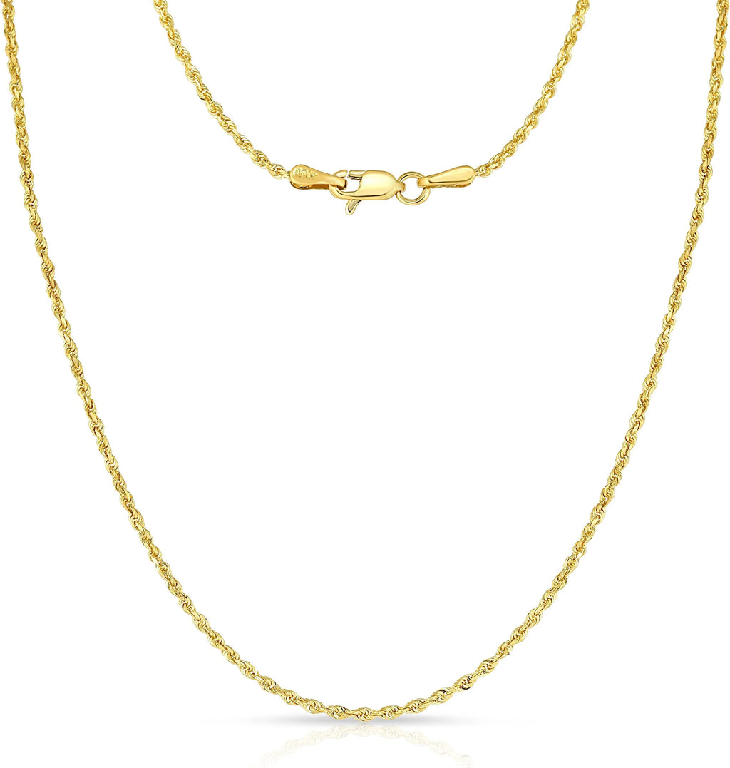 10k Yellow Gold Diamond Cut Rope Chain Necklace V41827