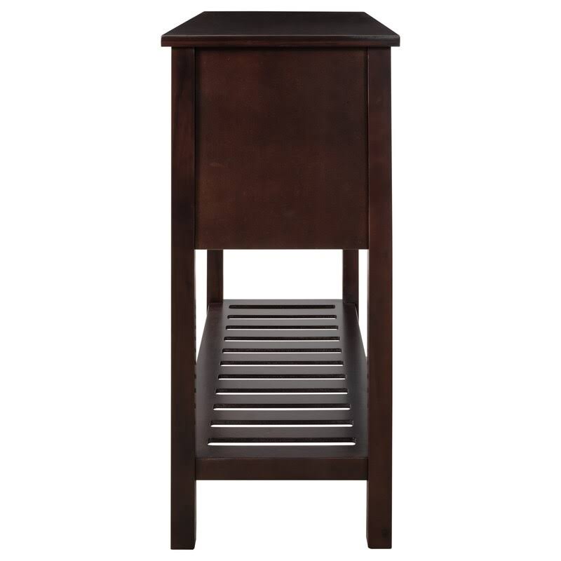 Solid Wood Console Table with 4 Drawers and Slatted Shelf Z6105