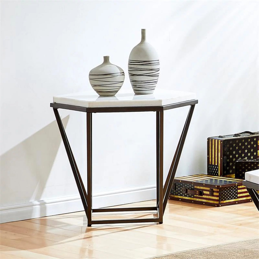 White Marble Top End Table Y99156
