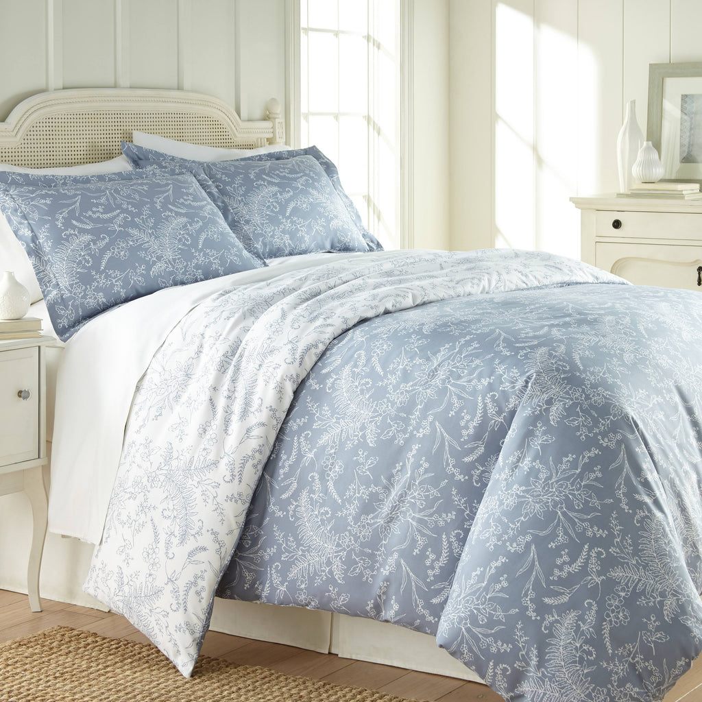 King / California King Black Reversible Floral Duvet and Sham Set V66945