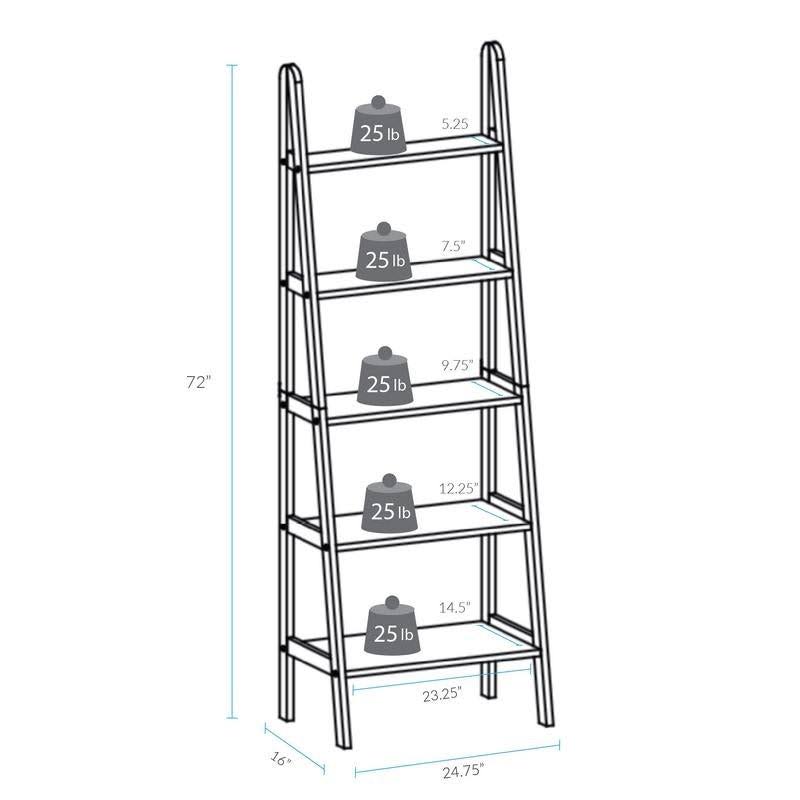 Espresso 5-Shelf Ladder Bookcase D499