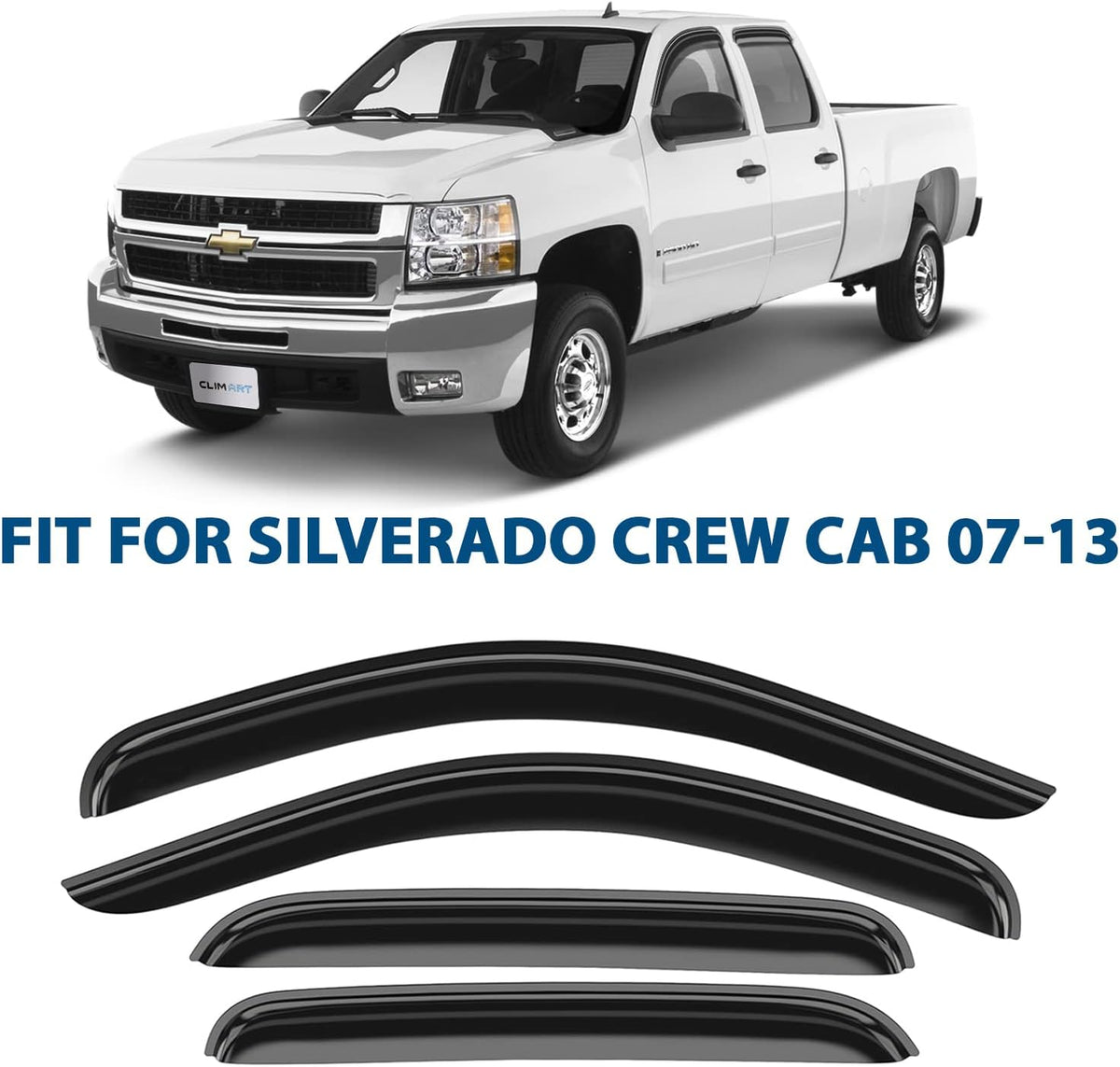 Rain Guards for 2007-2013 Chevrolet Silverado/GMC Sierra 1500 Crew Cab, 4pcs T950