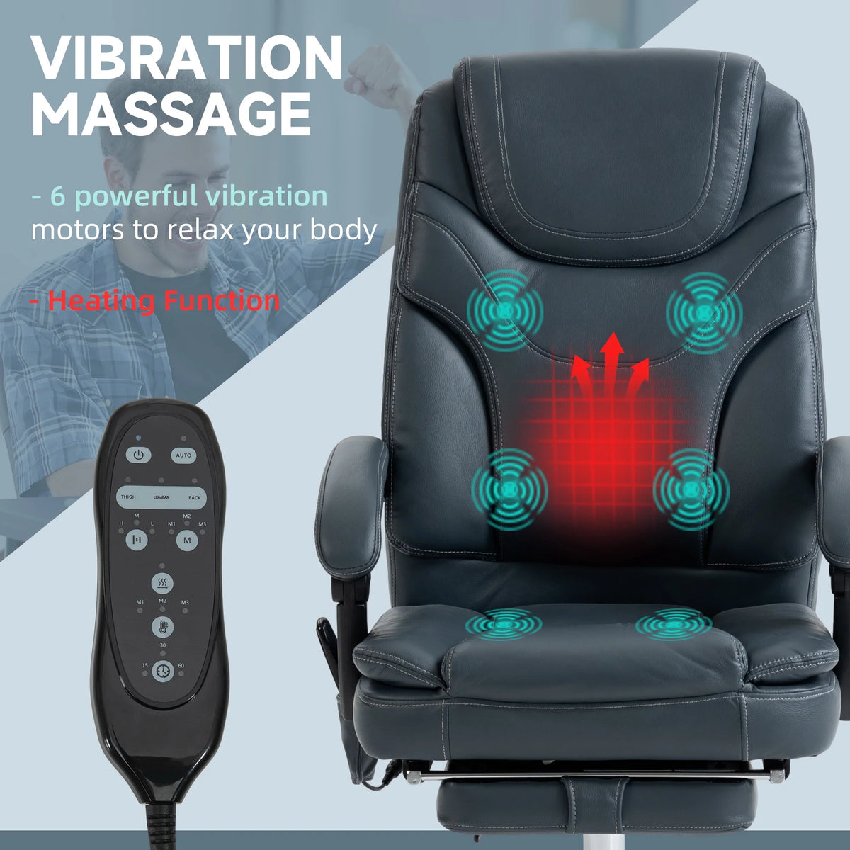 Gray PU Leather Massage Office Chair with Heat R149878