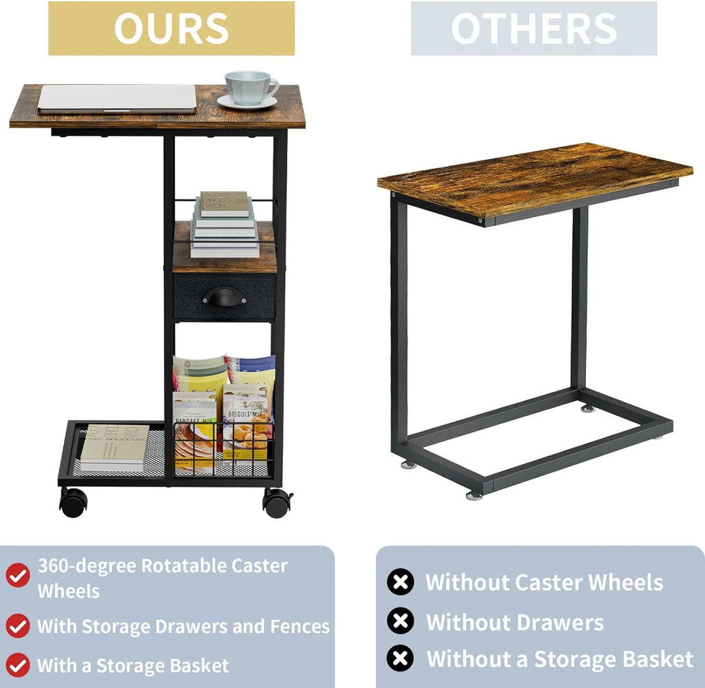 C-Shape Metal End Table with Drawer Z213334