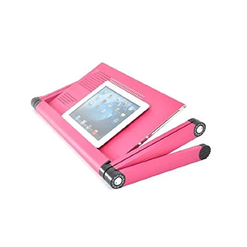 Adjustable Vented Laptop Table Desk Bed Tray Book Stand Pink C131899