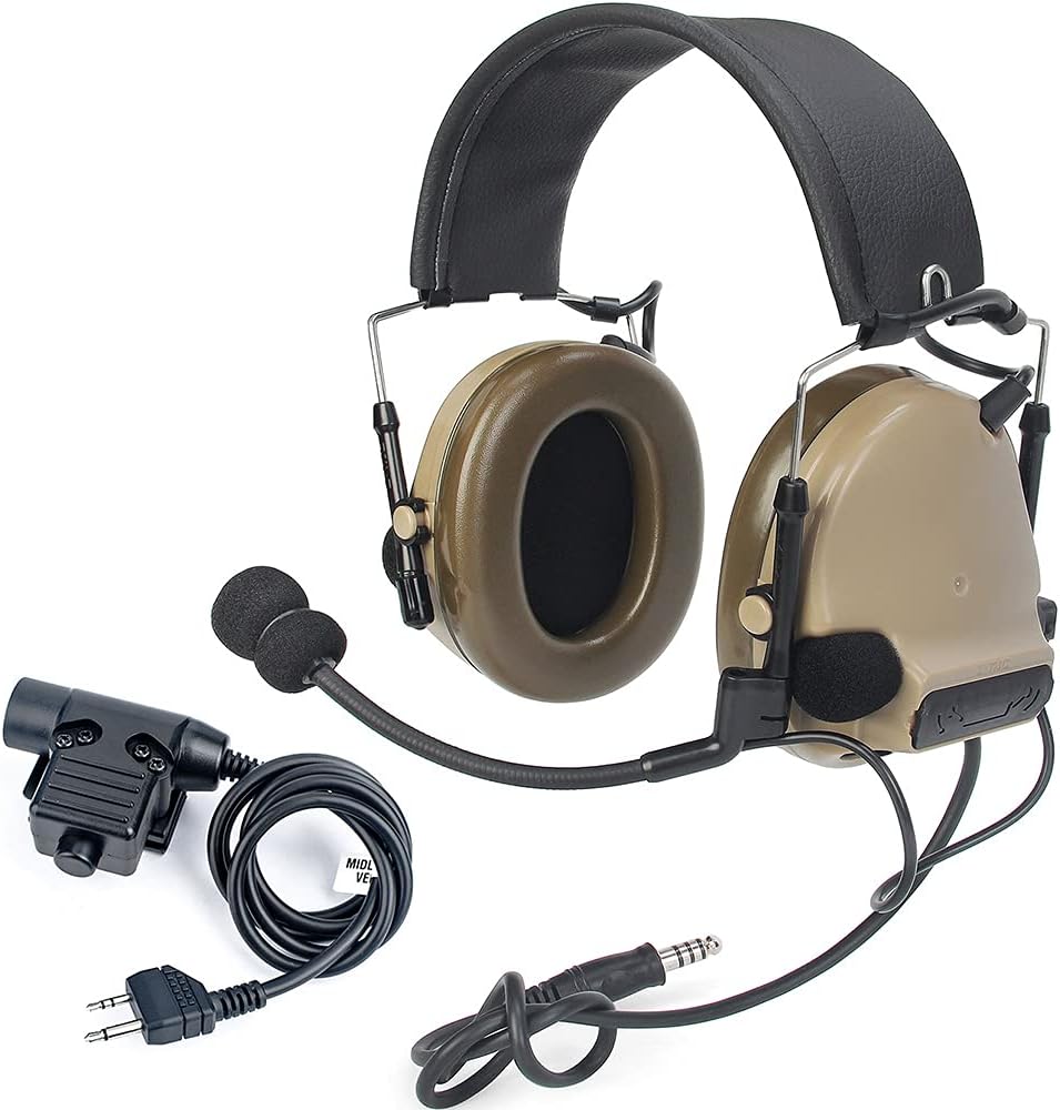 Tactical Headset + Push-to-Talk Noise Reduction Headphones Set F79310