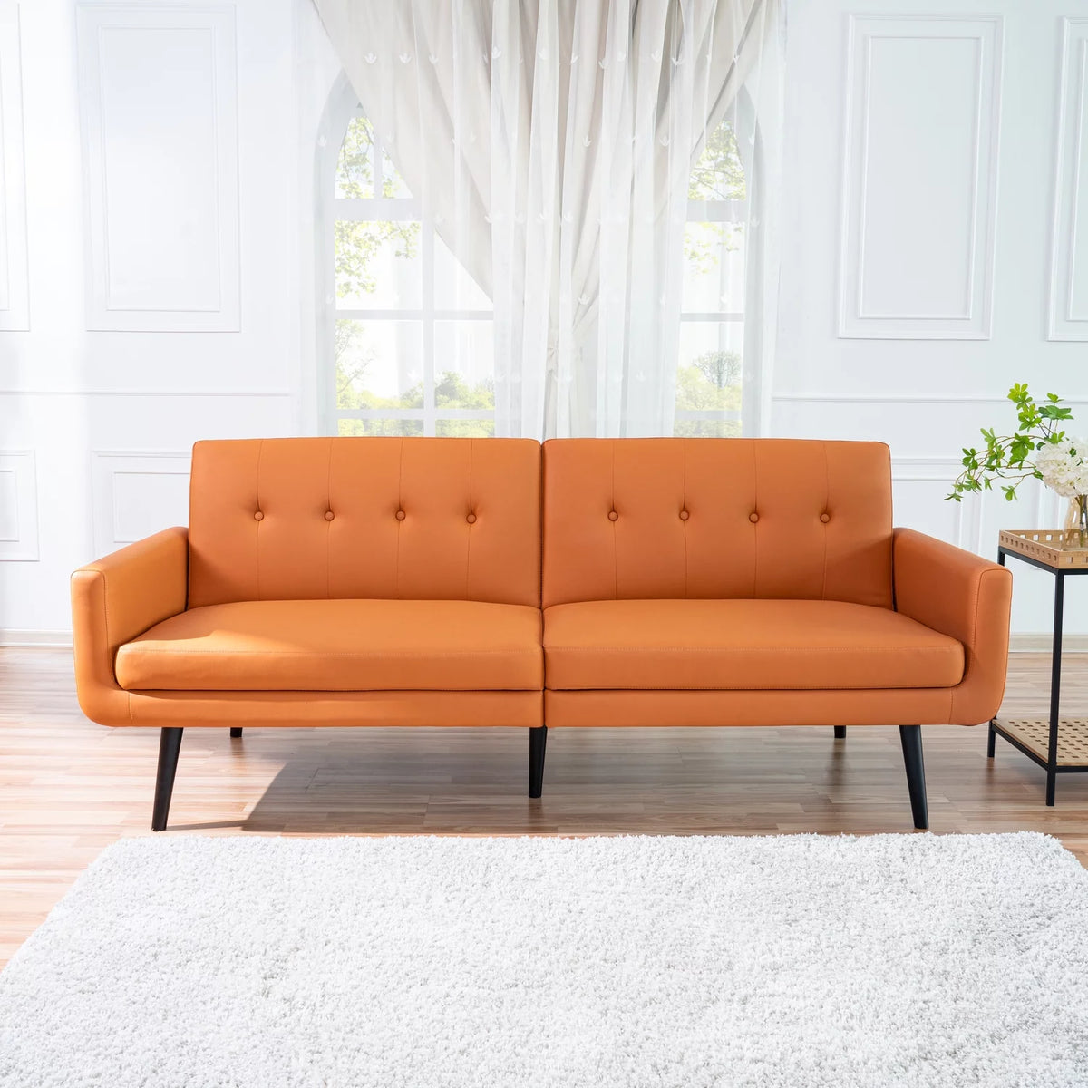 Caramel Air Leather Futon Sofa Bed X737