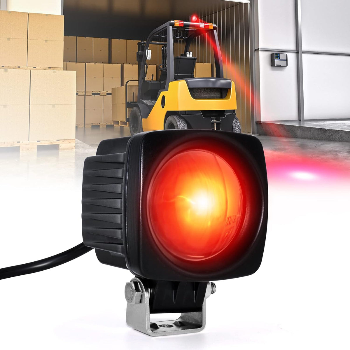 LED Forklift Safety Lights Red DC 12-100V 10W Pack of 2 A164622