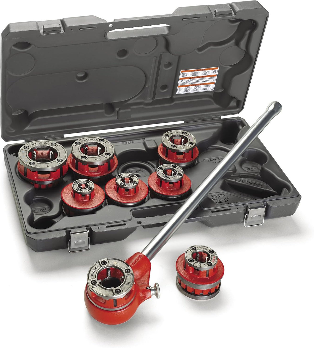 Ratchet Threader Set, 1/2-Inch to 1-1/4-Inch NPT Pipe Threading Dies and Manual Ratcheting Pipe Threader with Carrying Case Q666