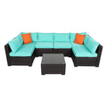 7 Pieces Outdoor Patio Rattan Sofa Sectional Furniture X43788