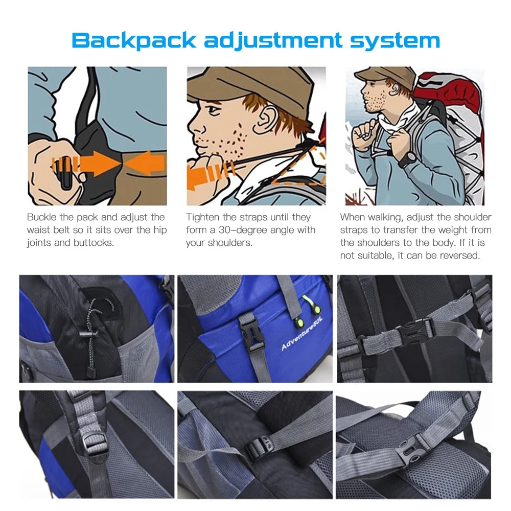 50L Water-resistant Hiking Backpack Daypack J932