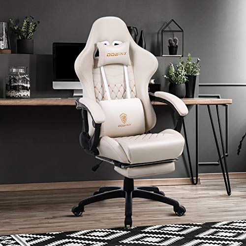 Brown Ergonomic Gaming Chair with Footrest and Massage Lumbar Support S178
