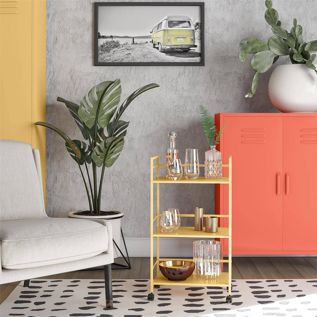 Yellow Metal Rolling Cart B2402