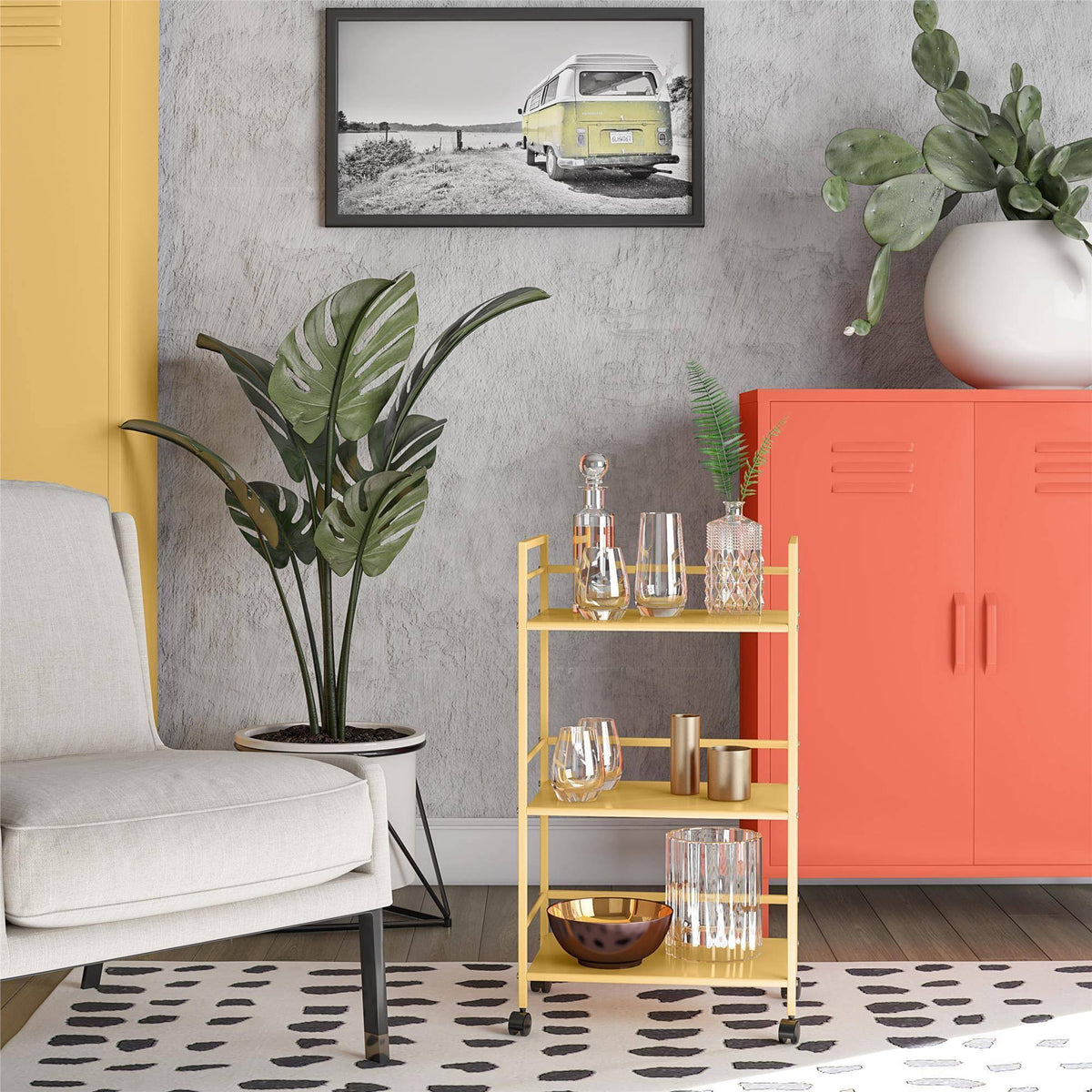 Yellow Metal Rolling Cart B2402
