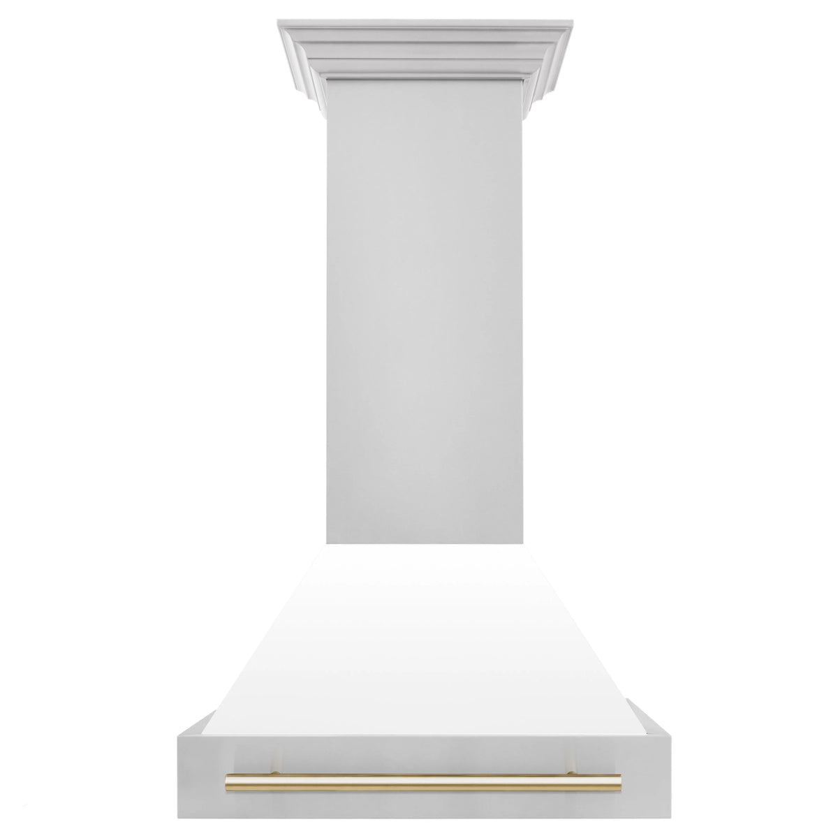30 Inch Range Hood with White Matte Shell and Gold Handle V6451