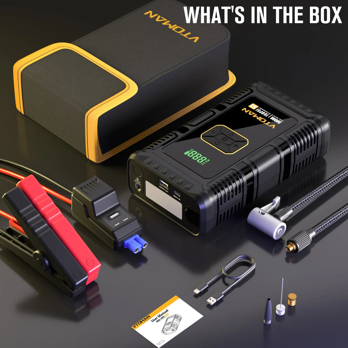 Portable Car Jump Starter with Air Compressor and 150PSI Tire Inflator V335