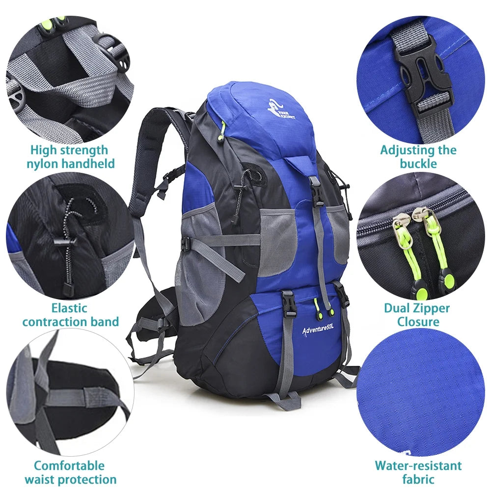 50L Water-resistant Hiking Backpack Daypack J932