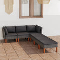 6 Piece Patio Set with Cushions Poly Rattan Gray R55315