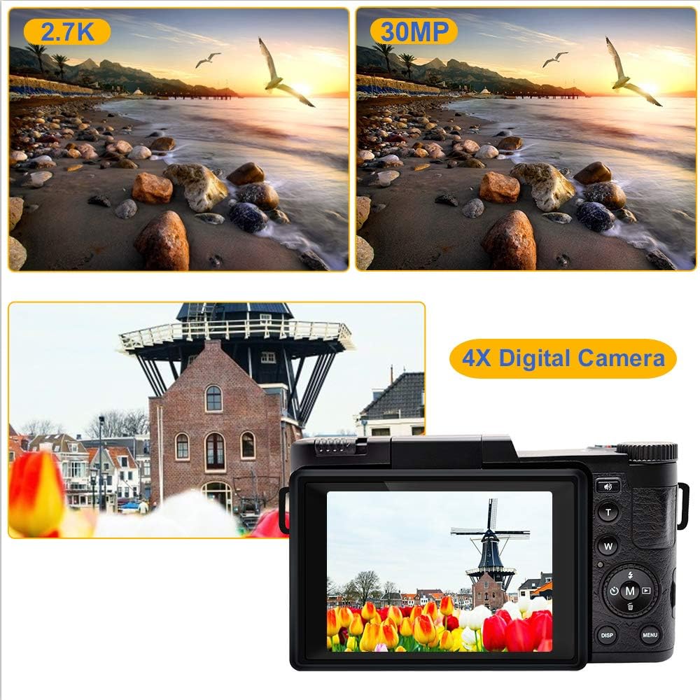 2.7K 30MP Full HD Digital Camera with Retractable Flash and 3 Inch Flip Screen Z8809