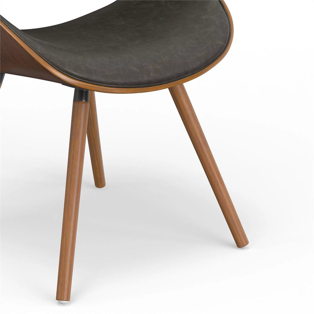 Brown Wood & Faux Leather Dining Chair E4983