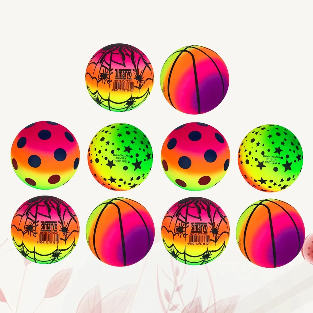10 Pcs 16 CM Rainbow Balls Elastic PVC Beach Sports Play Ball T545
