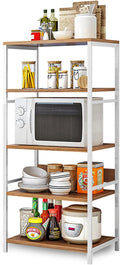 5 Tier Industrial Bookshelf with Metal Frame, Rustic Wood and Metal Shelving Unit, Oak X64236