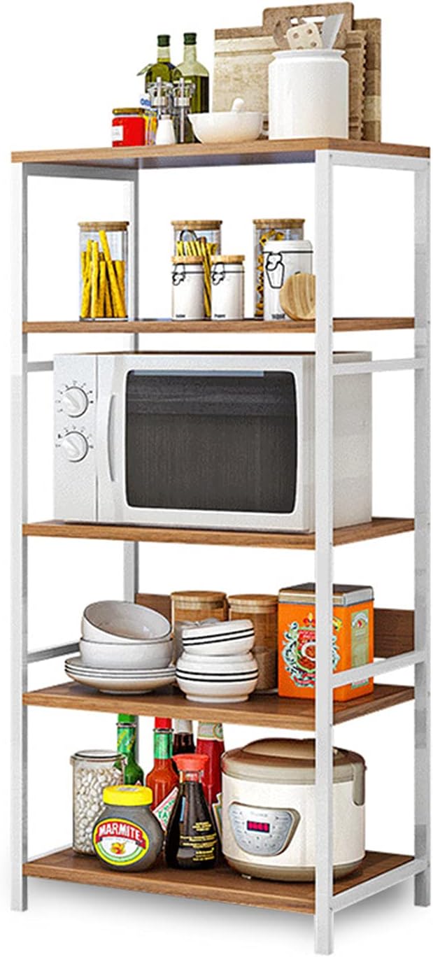 5 Tier Industrial Bookshelf with Metal Frame, Rustic Wood and Metal Shelving Unit, Oak X64236
