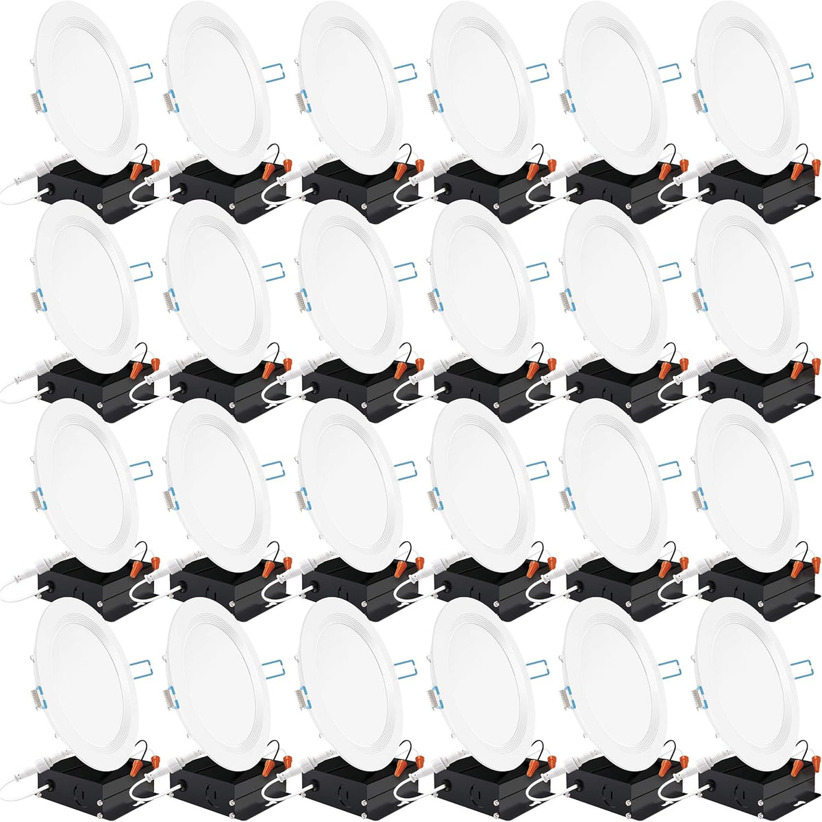 24 Pack 4 Inch Ultra Thin LED Recessed Ceiling Lights, 3000K Warm White, Dimmable 10W=60W, 650 LM, Baffle Trim Damp Rated, Canless Wafer Thin with Junction Box N977377