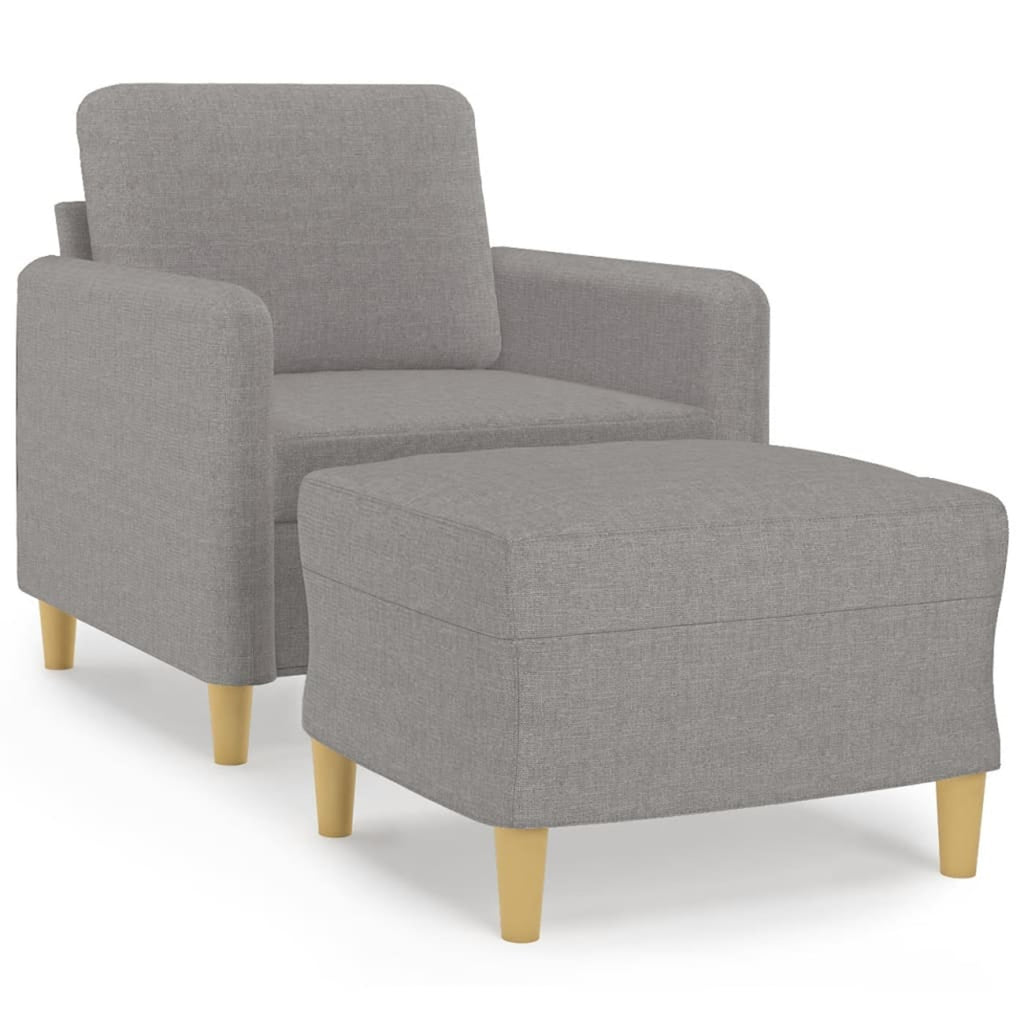 Light Gray Fabric Sofa Chair with Footstool I748066