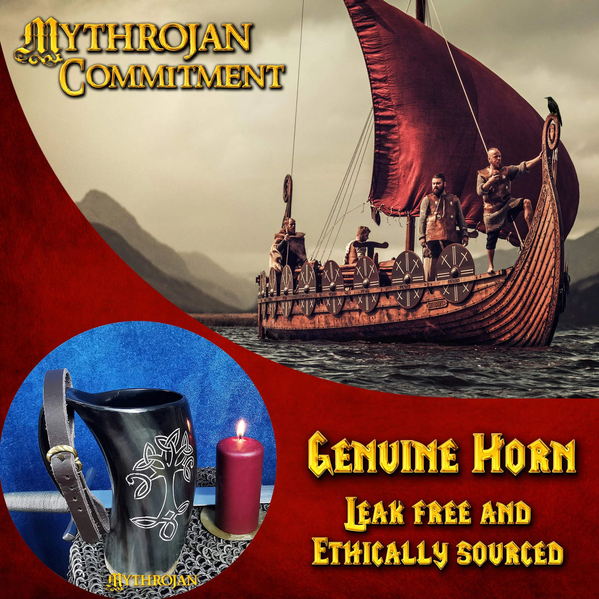 Viking Drinking Horn Tankard with Leather Strap 600ML F257065