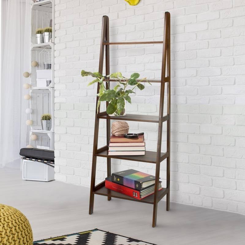Espresso 5-Shelf Ladder Bookcase D499