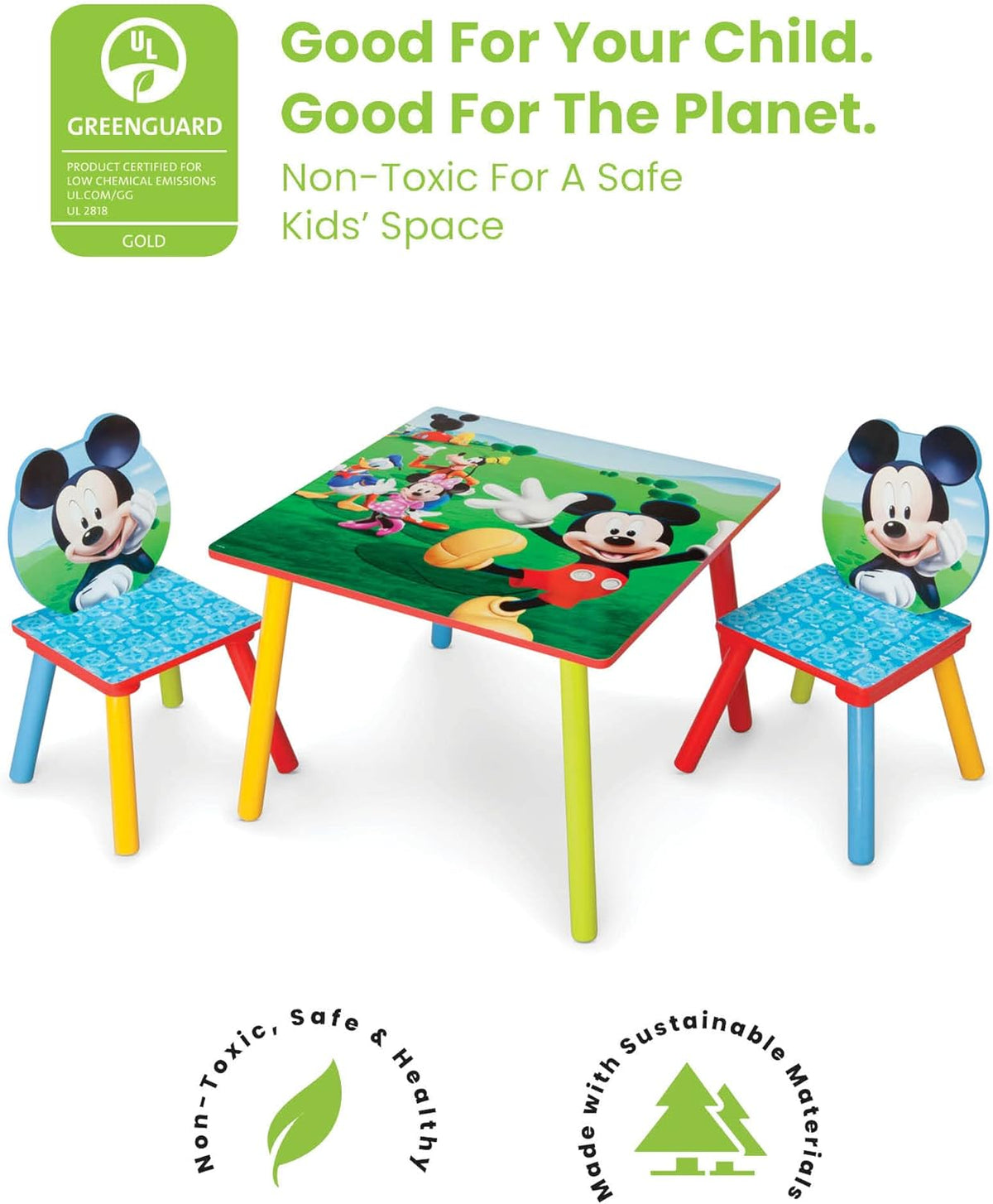 Kids Table and Chair Set with 2 Chairs and 6 Bin Toy Organizer W739472