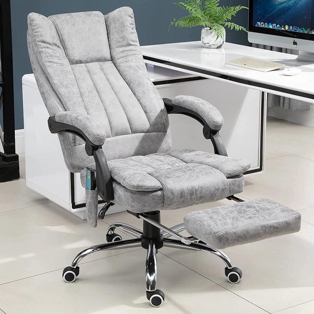 Gray Heated Massage Electric Vibration Reclining Swivel Chair with Pedals Adjustable Back Ergonomic Zero-Gravity Chair J88467