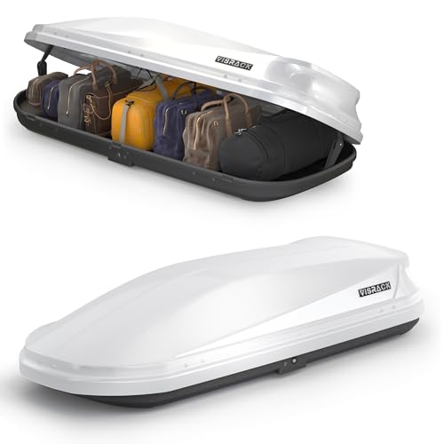 White 21 Cubic Feet Rooftop Cargo Box Carrier with Dual Side Opening D551716