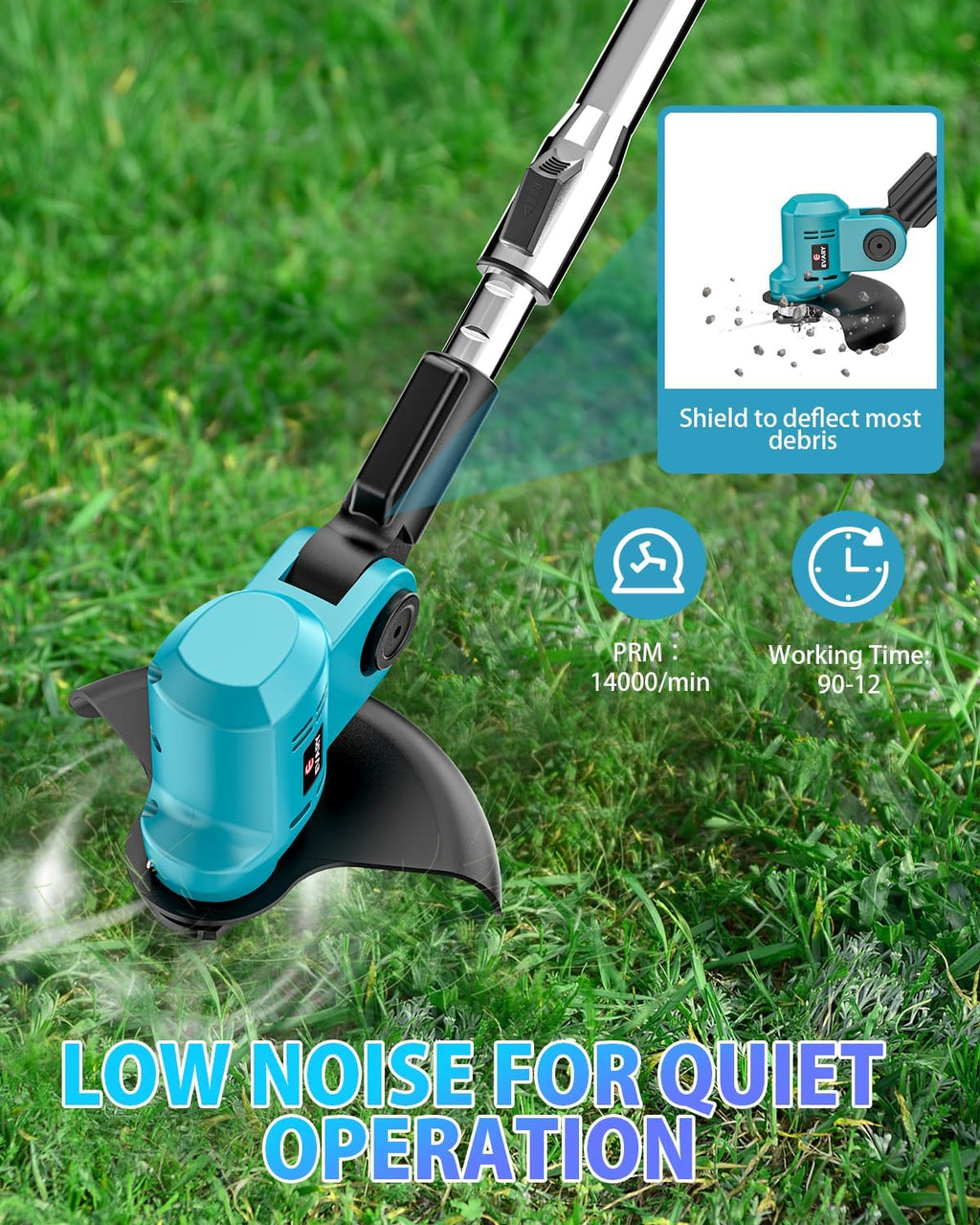21V Cordless Electric String Trimmer with 6000mAh Battery D5546